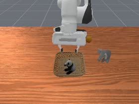 Simulated robot arm above the basket